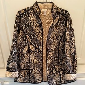 Chico’s gold quilted jacket.